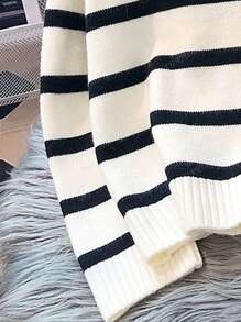 Nouveau pull femme à col rond rayé pour l'automne/hiver, un design simple et tendance, top à manches longues