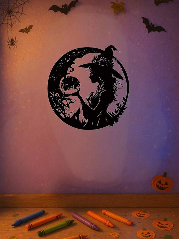 CIFbuy 1 peça de arte de parede de metal com bruxa gótica requintada - decoração vintage de Halloween para quarto infantil, berçário, sala de estar e quarto. Perfeito como adesivos de parede/murais para decoração de casa. Uma opção única de presente para Halloween/Natal.