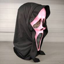 1pc Halloween Cosplay Scary Scream Ghost Face Mask, Latex Funny Frightening Headgear For Party, Masquerade, Costume Play