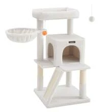 Feandrea Cat Tree, Cat Tower, Widened Perch For Large Cats, Cream White - White - View 8