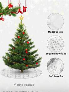 1 pieza Falda para árbol de Navidad blanco de 60/90/122cm, Falda esponjosa y suave para árboles de Navidad, Decoración de alfombra, Falda de árbol de Navidad esponjosa con lentejuelas plateadas en forma de copos de nieve, Decoraciones navideñas, Decoración navideña acogedora para el hogar. Decoraciones navideñas, decoración de invierno para la habitación