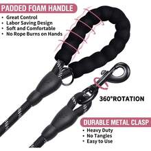 2 Pack Dog Leash 5 FT Heavy Duty - Comfortable Padded Handle - Reflective Dog Leash Medium Large Dogs With Collapsible Pet Bowl, Dog Gear - 套裝 2-黑色+藍色 - 查看 7