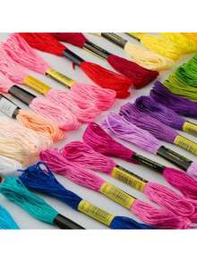 50pcs/100pcs 6-Ply 8m Embroidery Thread, 100 Colors Polyester Yarn, Random Color Cross Stitch Thread, Rainbow Sewing Thread, High Quality Embroidery Floss - Mixed Multi-Color Threads, Suitable For Cross Stitch, Sewing And Crafts - Sewing Accessories, Twist Tie Bag, Fit For DIY Embroidery, Sewing And Handmade - Multicolor - View 3