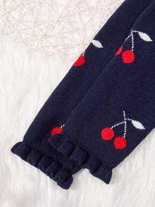 Nika Baby Cherry Knitted Baby Dress - Màu xanh hải quân - Xem 5