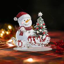 DIY Round Diamond Snowman Shaped Diamond Painting Kit, Sparkling Acrylic Snowman Model, Handicraft Fun, Mosaic Handicraft Art, Desktop Stand, Room Home Decor, Holiday Celebration Decor, Unique Gift - Multicolor - View 22