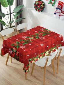 1件圣诞桌布，饰有圣诞花、雪花和圣诞树图案，适用于桌布、圣诞派对装饰、房间装饰、餐桌装饰、圣诞餐桌装饰、家居圣诞装饰、圣诞快乐装饰、圣诞厨房桌旗、圣诞装饰品、2026新年装饰、桌面装饰、圣诞装饰、圣诞礼物、圣诞装饰