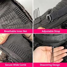 200% Deep Curly Half Wigs Human Hair Baginer Friendly Half Wig With Drawstring Seamless Clip Ins Flip Over Curly Wig Put On And Go Glueless Wig Natural Black Color - Natural Black - Xem 6