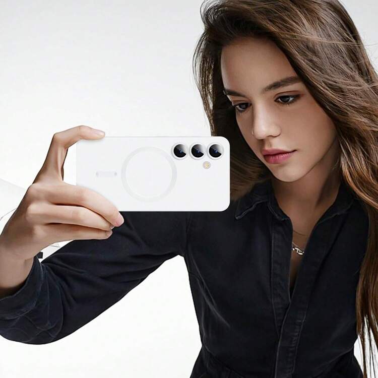 Funda de teléfono magnética de lujo compatible con Samsung Galaxy S24 S25 S22 S23 Ultra Plus S20 S21 FE Note 20 A35 A55 A05 A15, material suave de TPU, versión internacional, no la versión nacional - Blanco - Añade 5