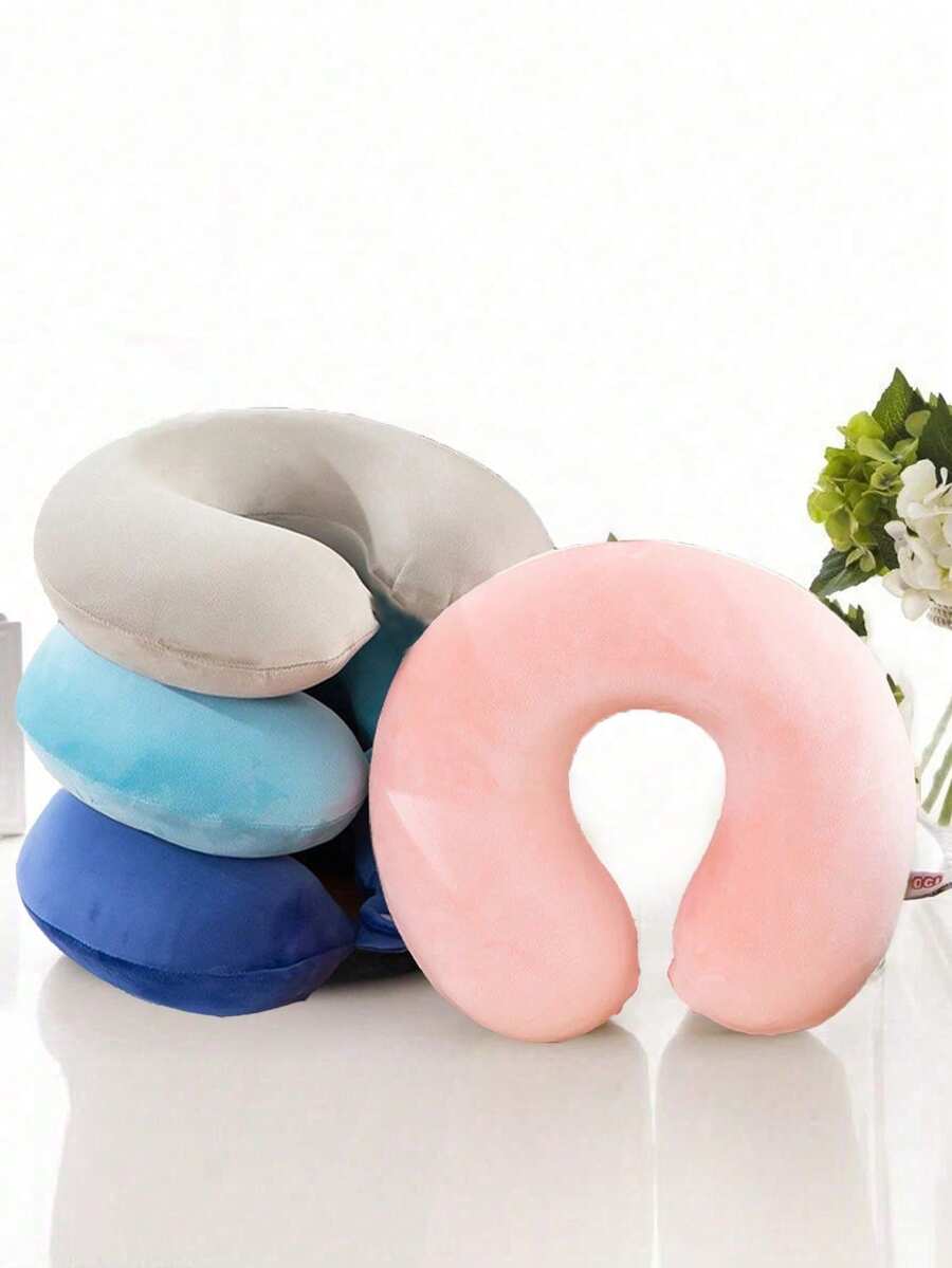 Almohada de viaje inflable, cojín en forma de U portátil para avión, coche, hogar, oficina, funda suave, soporte cómodo para el cuello, adecuado para estudiantes, adultos, accesorios de viaje, almohada en forma de U para siesta de tren de alta velocidad con diseño creativo de dibujos animados, decoración para el cuello, regalo unisex, artículo esencial para carteros, artículo esencial para volver a la escuela, regalo de Navidad - Multicolor - Ver 1