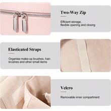 Portable Christmas Gifts Cosmetic Bag - Travel Toiletry Organizer With Compartments & Handle For Women - 粉色 - 查看 4