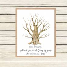 1pc Framed Canvas Wall Art - Fingerprint Tree Design, Heart-Shaped Trunk, Perfect Gift, Ready To Hang, Suitable For Living Room, Bedroom, Office Or Kitchen Decor, Fingerprint Art - Multicolor - View 7