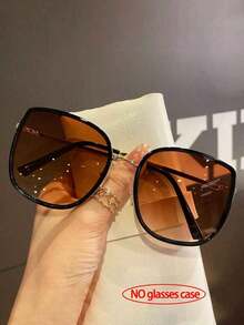 1pc Women's Square Shaped Fashion Metal Frame Fashion Glasses, Suitable For Outdoor Activities And Photography Elegant Outfit For Summer Beach Vacation,Outdoor,Travel - 黑色 - 查看 5