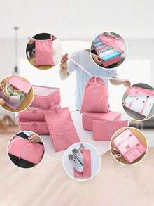 Set de 10 bolsas organizadoras de viaje, bolsa de maquillaje, bolsa de aseo, cubos de embalaje minimalistas de poliéster para accesorios de viaje, artículos esenciales de viaje, mochila de viaje, maleta, mudanza, vuelta al colegio