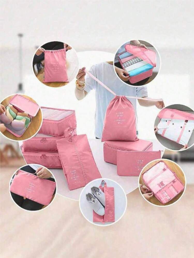 10 件/套旅行收纳袋、化妆包、洗漱包、简约涤纶收纳袋，适用于旅行配件、旅行必需品、旅行背包、行李箱、搬家、返校 - 彩色 - 查看 4