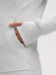 Women Casual Zip Front Hooded Sweatshirt, Slim Fit, Autumn/Winter Outfits For Women - Light Grey - View 3