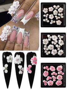 12 件 3D 手工花瓣美甲配件精美亚克力美甲配件指甲水宝石设计 3D 花朵美甲装饰 DIY 美甲首饰女士女孩美甲用品指甲美甲饰品 - 彩色 - 查看 1