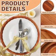 Piatto in legno, piatto da pranzo, piatto rotondo in legno di palissandro, piatto classico infrangibile, facile da pulire e leggero, adatto per formaggi, antipasti, antipasti e dessert, piatto da pranzo, vassoio decorativo, piano cucina o bagno, decorazione per la casa, tavolino da caffè - adatto per stoviglie natalizie, Ognissanti, Ringraziamento, snack, dessert, regalo di inaugurazione casa, regalo di Natale