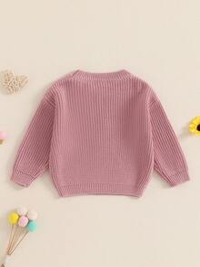 Mommy And Me Matching Outfits Mama And Mini Long Sleeve Crewneck Sweater Pullover Tops Mother Baby Matching Clothes - Hồng - Em bé - Xem 3