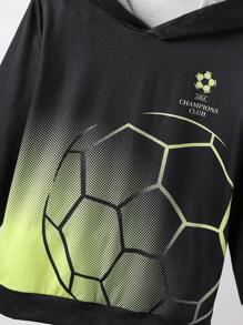 秋冬休闲3D数码印花连帽衫和裤子运动服，适合大童 - 黑色 - 查看 7