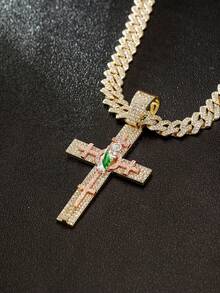 1 Peça Colar Pingente de Cruz para Adolescentes - Joias Religiosas com Corrente Cubana, Colar de Hip Hop Moderno para Uso Diário e Festas, Presente de Aniversário/Natal para Ele - Colar Declarativo para Uso o Ano Todo, Acessório de Festa, Corrente Durável, Para Adolescentes, Colar para Adolescentes/Meninos, Corrente para Adolescentes/Meninos, Colar de Casamento, Para Adolescentes