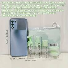 1件/7件旅行装旅行瓶套装，可重复灌装，包含洗漱包、空液体容器、防漏液体分装瓶、旅行化妆包、面霜罐，旅行必备，飞机旅行配件，旅行瓶套装，防漏便携式洗漱容器套装，透明PP材质航空尺寸化妆品容器，适用于乳液、洗发水、面霜、香皂等，带收纳袋，旅行必备瓶套装，带按压式乳液瓶