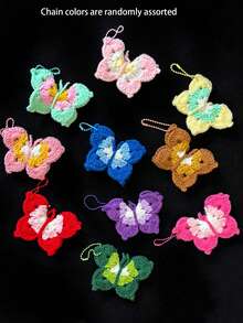 5/10PCS Crochet Butterfly Keychain – Women's Bag Charm, Stylish Handbag Accessory, Purely Handmade Bag Pendant, Backpack Decoration, Concert Support Trinket, A Lovely Gift For Girls And Mothers (Approximately 3.94 Inches)
