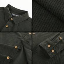 Men's Corduroy Shirts Casual Button Down Shirt Jacket Lightweight Shackethalloween - xanh quân đội - Xem 3