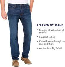 Men's Relaxed Fit Stretch Jeans - Vintage Dark Wash - View 4