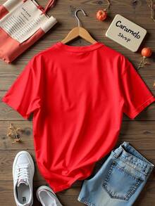 Playera camiseta básica mujer dama cuello redondo manga corta estampado GRAFICO DE MOÑO BRILLANTE MEXICO INDEPENDENCIA SEPTIEMBRE GRAPHIC comodidad estilo uso diario oficina casa comoda | Caramelo Shop - Rojo - Ver 2