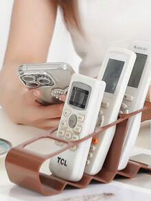 1pc Multi-Compartment Remote Control Organizer Holder - Creative Desktop Storage Rack, Durable Plastic For Home Use