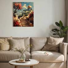 1 套山顶圆塔艺术 DIY 数字油画套件，适用于卧室装饰和艺术墙面装饰的艺术油画套装，简单有趣的绘画方法，无需绘画基础，实现您的画家梦想，沉浸在色彩缤纷的世界中，每一笔都是自我表达，为生活增添浪漫，送给家人和朋友的最佳礼物，40 * 50 厘米 - 紅色 - 查看 5