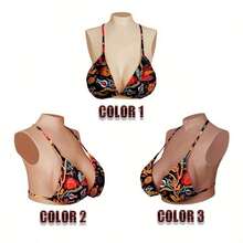 BCDE Cup Natural Style Silicone Fake Chest Mat - Sexy Flower Pattern Black, Hand Wash Breast Implant, Role Playing And Movie Prop, Fashion Swimsuit Accessories, Durable Silicone Material  2025typle - Color 2 - View 2