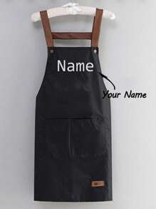1pc Customized Kitchen Cooking Apron, Custom Print Apron - Personalized Cooking Apron, Custom Logo Apron, Chef Apron, Custom Name Apron, Gift For Bakers, BBQ Apron, Kitchen Apron, Modern Polyester Oil-Proof Apron, Black Kitchen Apron, Polyester Apron For Garden, Kitchen And Housework Perfect For Home, Restaurant, And Kitchen Cooking, Suitable For Mother's Day, Wedding Season, Graduation Season, Gifts For Family And Friends