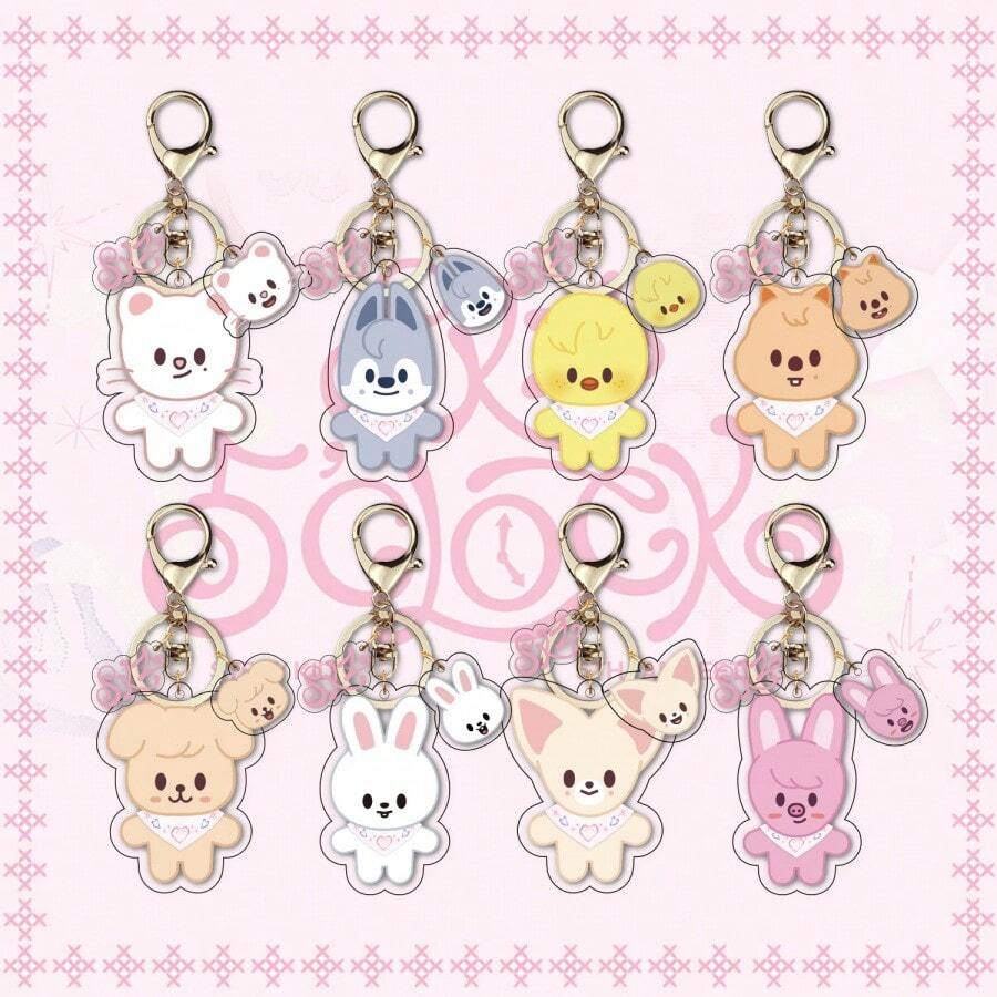 SKZ KPOP 5th Fan Meeting SKZ 5'LOCK Acrylic Keychain Pendant, Incheon Pop-Up Event "DominATE: Celebrate" Magnetic Baby Hug Acrylic Keychain Pendant. STAY Fan Collectible Gift, Birthday Gift, Valentine's Day Gift, Friend Gift, Classmate Gift - Multicolor - View 1