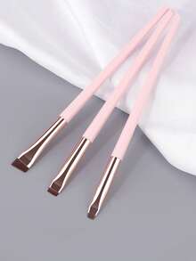 3 件套扁平头眼线刷、泪沟刷、斜角眉刷、细节化妆刷、眼部化妆刷套装 - 彩色 - 查看 1