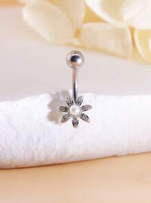 1 pieza Anillo de Ombligo con Forma de Corazón de Circonita Cúbica, Joyería de Piercing Corporal para el Día de San Valentín