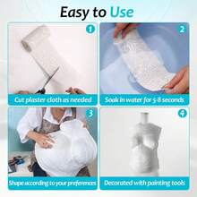 [5-Piece Plaster Gauze Rolls]White Casting Material | Perfect For Mask Making/Craft Molds | 3D Texture (Easy To Shape) | Fits Body Casting/Creative Sculpture | Beginner-Friendly.Fast-Drying (No Cracking) | #DIYArt #MaskMakingSupplies - Nhiều màu - Xem 3