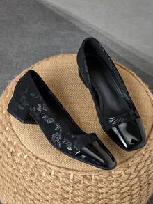 Giày Mary Jane mũi vuông cao 3cm thoải mái cho nữ, màu vàng, thích hợp cho vũ hội, tiệc tùng, ăn tối, phong cách cổ điển, gót thấp, thời trang, thường ngày, cao cấp - màu đen - Xem 4