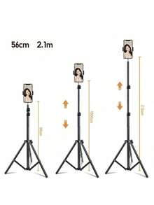 Adjustable Universal Tripod With Cell Phone Holder And Ring Light 2.1 Meters - Black - View 6