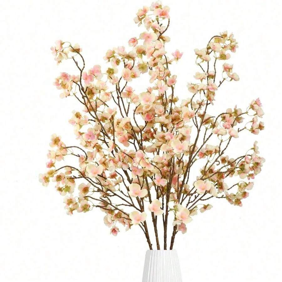 Artificial Cherry Blossom Flowers 4 Pcs Faux Cherry Blossom Stems Faux Silk Cherry Blossom Branches 41'' Fake Flowers Long Stems For Vase Arrangements Home Wedding Table Decor (Pink) KF - Rượu sâm banh - Xem 1