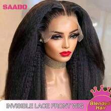 卷曲直发假发 Yaki 直发混纺真人发假发 24英寸 13x4 卷曲直发假发 180密度巴西蕾丝前假发 自然发色 卷曲高品质 自然色 - 自然色&黑色系 - 查看 2