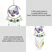 Colorful Butterfly Wind Chimes Garden Glass Wind Chimes For Home Party Festival Decor Garden Decoration Indoor Outdoor Lifelike Butterfly Deep Tone Style