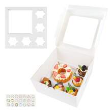 5 bucăți cutii albe pentru tort 10x10x5 inci, cutii de panificație cu fereastră transparentă pentru tort, plăcintă, desert, prăjitură, ziua de naștere, petrecere, nuntă - alb - Vizualizare 12