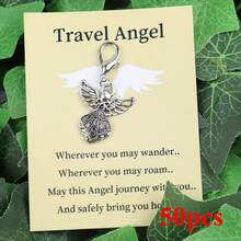 5/20pcs Travel Angel Keychains, Mini Metal Ornaments, Sturdy & Cute, For Graduation, Farewell, Remembrance, Holidays, Good Luck, Includes Inspirational Card - Multicolor - View 1