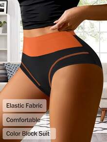 QUASTI 4-Pack Of Women's Plus-Size Briefs, Comfortable And Breathable, With A High-Rise Waist, Tummy Control, Body Shaping, And Hip Lift. Contrast Color Design - Multicolor - View 2