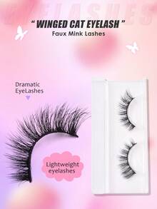 1 Cặp mi giả mắt mèo 18mm, mi giả lông chồn tự nhiên, có thể tái sử dụng, thích hợp trang điểm. - màu đen - Xem 5