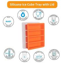 Silicone Ice Cube Molds Widely Use 2 Packs,Ice Cube Tray For Whiskey, Butter Mold,Freezer Molds For Soups And Sauces (Orange)-721904 - 2 - 查看 5