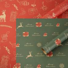 10/7 Sheets Gift Packaging Paper (29 In*19 In), DIY Decorative Ribbon (196 In*0.98 In), Christmas Wrapping Paper Rolls Bundle Reversible Gift Wrap Sheets For Christmas Gifts Wrapping Supplies