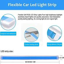 Tiras Led 2pz Flexible Automóvil Direccional Secuencial, tira led para faro - Azul - Ver 8