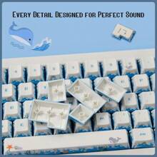 SS Cherry Profile PBT Keycaps Blue Abyssal Revelry Anime Key Caps Set 143 Keys5Sided DyeSublimation Custom Key Cap Compatible For 60 65 75 100 Percent MX Switches Mechanical Gaming Keyboards - 藍波 - 查看 3